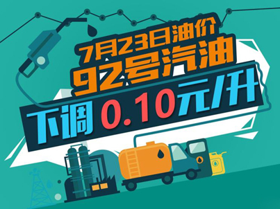 7月23日24时：92号&95号汽油下调0.1元/升