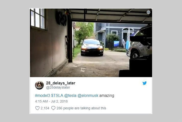 可自主泊车 特斯拉Model 3增加新功能
