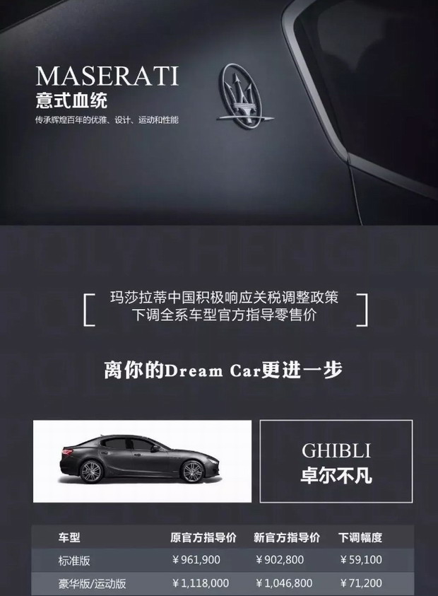玛莎拉蒂:关税下调 离你的Dream Car更进一步