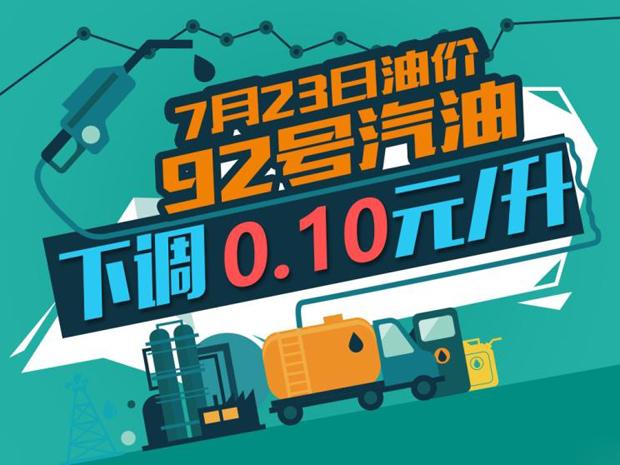 7月23日24时：92号&95号汽油下调0.1元/升
