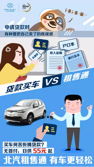 无首付 不折腾 不麻烦！“北汽租售通”解锁绿色出行新玩法